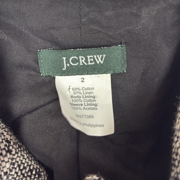 J. Crew Twee Waverly Tweed Plaid Single Breasted Blazer Jacket Retro Black 2 - Picture 6 of 7